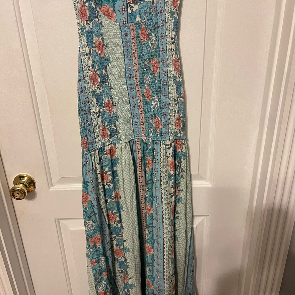 Matilda Jane Teal and Coral Floral Maxi Dress